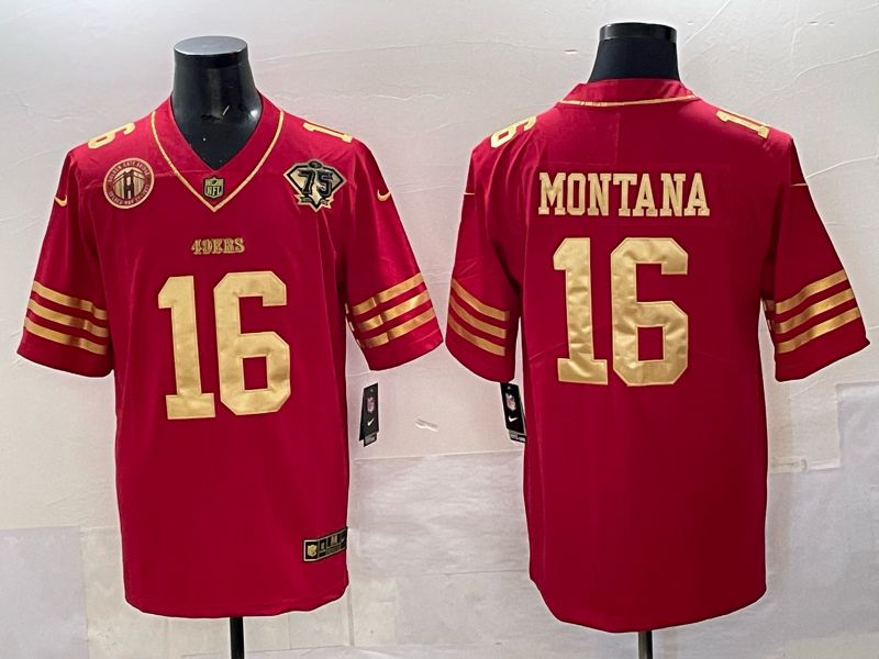 Men San Francisco 49ers #16 Montana Red 75th Nike Limited NFL 2025 Jersey style 09->san francisco 49ers->NFL Jersey